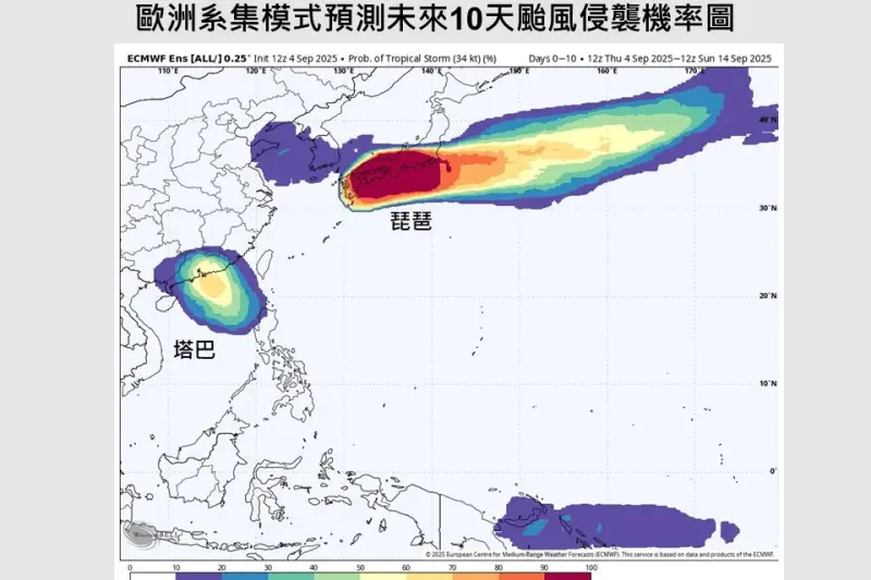▲今年第16號颱風塔巴颱風最快明晚生成，預估路徑往港澳移動。（圖／取自賈新興臉書）