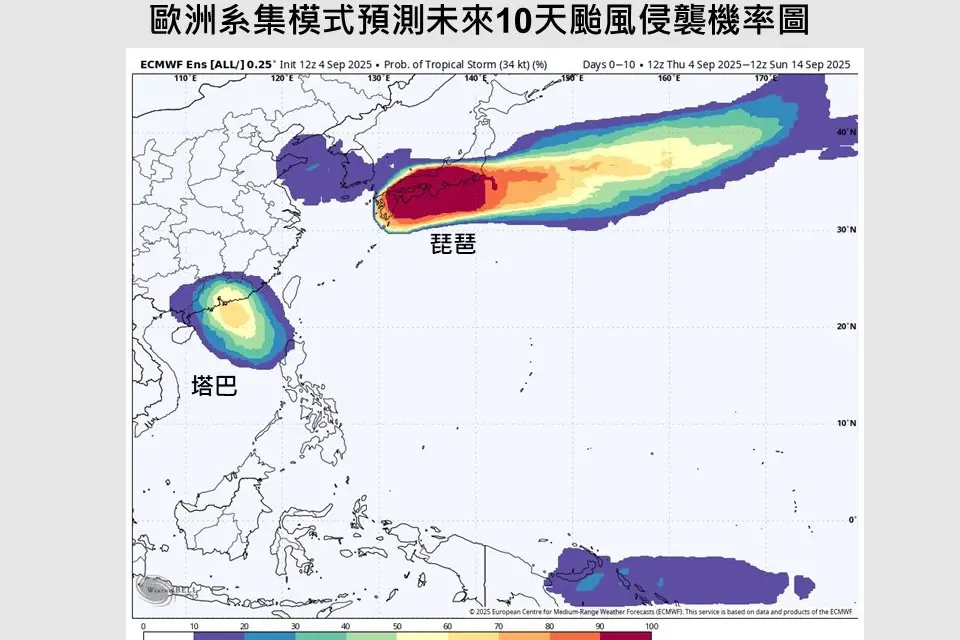 ▲今年第16號颱風塔巴颱風最快明晚生成，預估路徑往港澳移動。（圖／取自賈新興臉書）