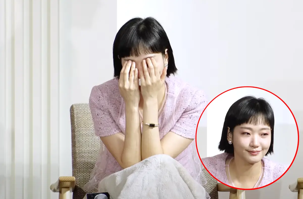 ▲《妳和其餘的一切》記者會上，金高銀（如圖）想到劇中被朴智賢要求「陪伴走人生最後一段路」，當場忍不注落淚大哭。（圖／iMBC연예 YouTube）
