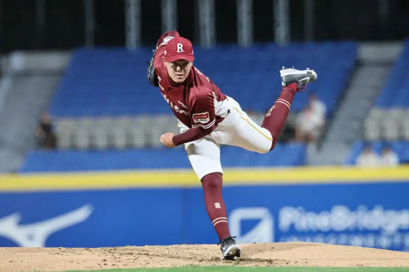 ▲樂天桃猿林子崴面對富邦悍將主投5場無失分，助隊以3：1獲勝。（圖／樂天桃猿提供）