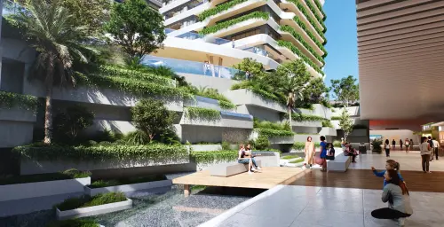 ▲本案基地面積約1.8公頃，規劃開發標的為1幢5棟，開發量體包括地下6層及地上38-52層之複合式建築。（圖／高市府捷運局提供）