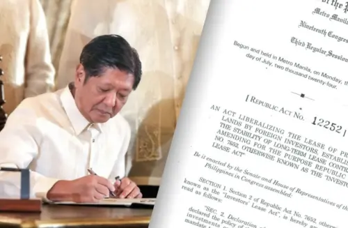 小馬可仕簽署土地租賃新法　外資可租用私有地最長99年
