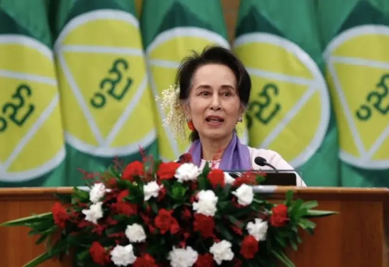 ▲緬甸前領導人翁山蘇姬自2021年軍事政變後被拘留至今。（圖／美聯社／達志影像）