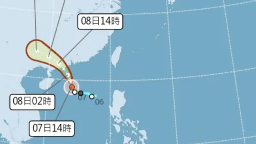 ▲塔巴颱風路徑對台灣無直接影響，但卻間接將南方水氣帶往台灣，因此台灣今明兩天（9/7至9/8）的午後雷陣雨在各地都相當明顯。（圖／中央氣象署cwa.gov.tw）