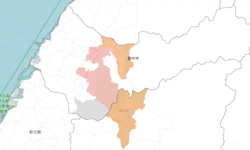 ▲台中市、南投縣淹水警戒範圍。（圖／水利署）