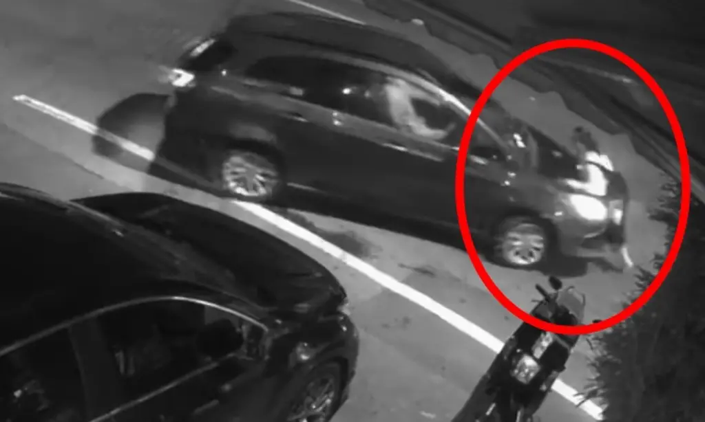 ▲吳女見到王姓男友欲開車離去，立刻衝上前以肉身擋車，最終遭王男無情輾斃。（圖／翻攝畫面）