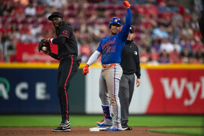 ▲MLB美國職棒大聯盟（Major League Baseball）紐約大都會強打索托（Juan Soto），在今（10）日對戰費城人的賽事中跑出第30次盜壘成功後，也成為本季第一位達標「30-30」的球員，也是大都會隊史第5位達成此成就的球員。（圖／美聯社／達志影像）