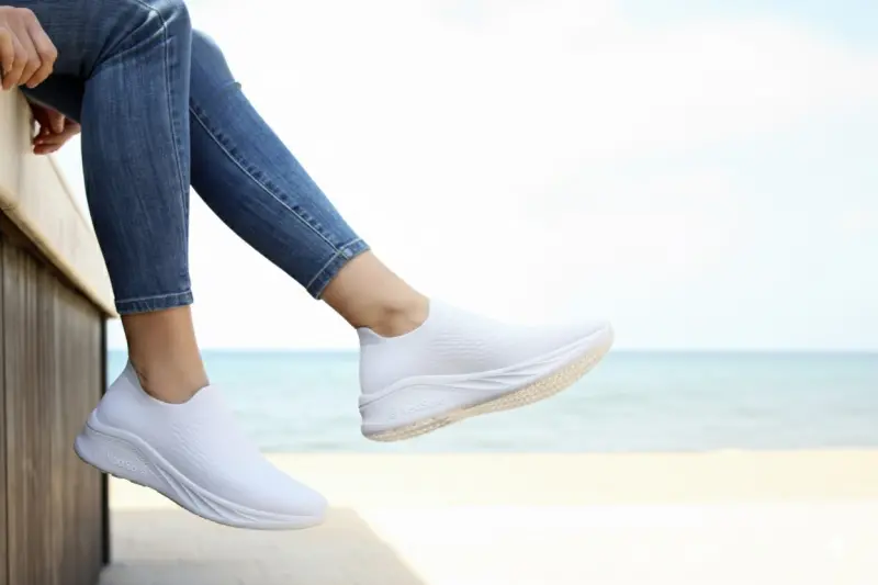 ▲2025年起鞋業已經真正進入循環經濟時代，圖為阿瘦「全循環」鞋。（圖／NOWnews攝）