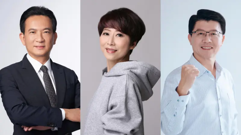 ▲台南市長三強初選，最新民調結果出爐，綠委陳亭妃（中）的支持率，都比對手綠委林俊憲（左）和藍委謝龍介更具優勢。（合成圖／翻攝自臉書粉專）