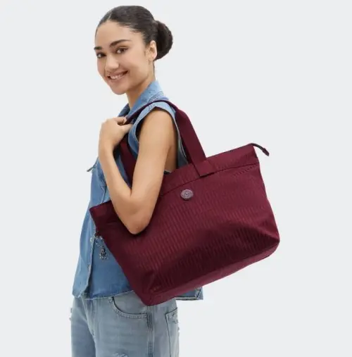 ▲酒紅提花大容量手提托特包COLISSA UP