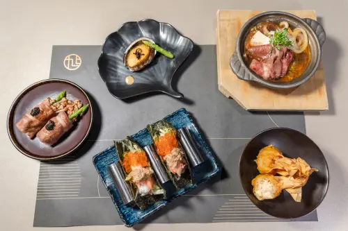 ▲「旭集 和食集錦」於9月15日起於台北三間門市下午餐增加雪蟹腳之外，還推出鮑魚、A5和牛等5道新菜色。（圖／饗賓集團提供）