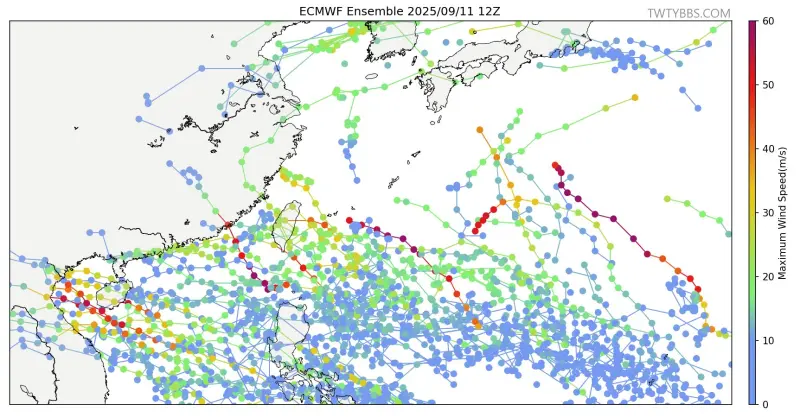 ▲季風槽下週後期會逐漸熱鬧起來，台灣有機會受到影響，不過數值模式還在變動中，需要進一步觀測。（圖／取自「台灣颱風論壇｜天氣特急」）