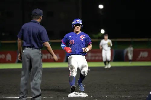 ▲中華隊唯一得分是靠著曾聖恩的保送擠回1分。（圖／中華棒協提供）