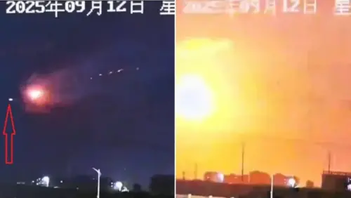 中國山東驚見不明飛行物遭擊落！影片曝　目擊者聽巨響：以為打雷
