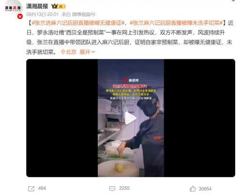 ▲張蘭麻六記廚房直播！沒洗手就切菜3爭議被罵爆　違食安法恐遭罰（圖／瀟湘晨報微博）