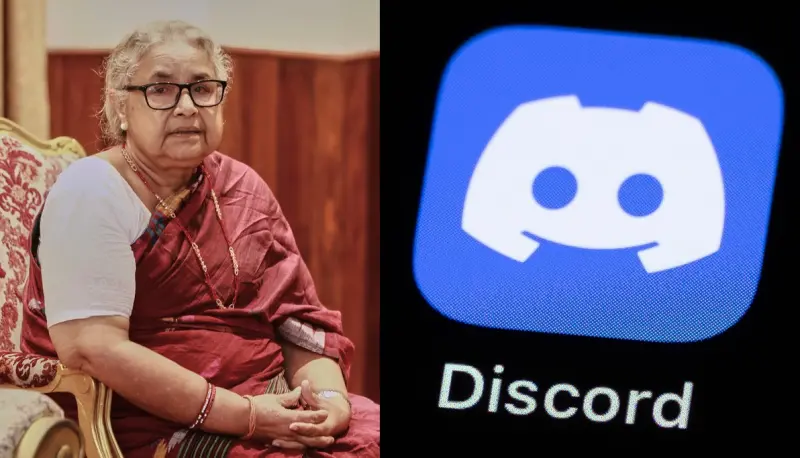 ▲尼泊爾Z世代抗議暴動期間，通訊社群平台Discord成為抗議者討論的平台，成員也透過群組投票，推舉前首席大法官卡爾基（Sushila Karki）擔任臨時總理。合成圖。（圖／美聯社／達志影像）