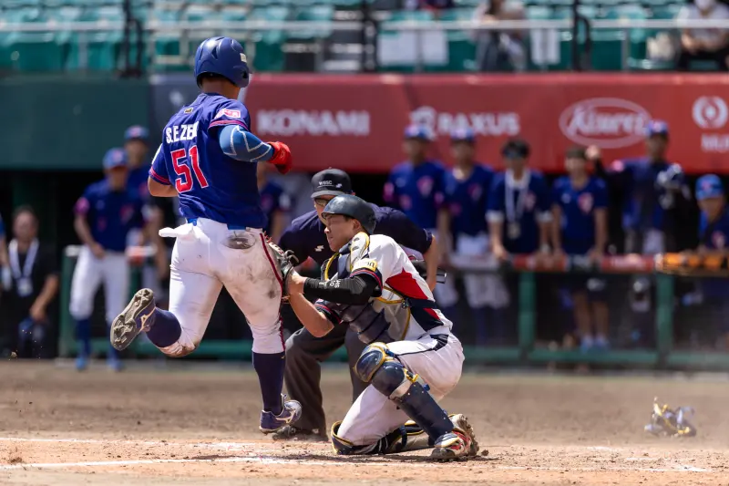 ▲U18中華隊曾聖恩與韓國隊捕手發生本壘攻防戰。（圖／中華棒協提供）