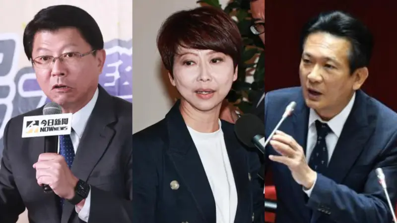 ▲2026台南市長前哨戰升溫，藍委謝龍介（左）、綠委陳亭妃（中）、綠委林俊憲（右）形成三方角力局面。（圖／NOWNEWS攝影中心）