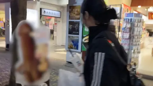 ▲金西雅與友人在西門町逛街時，被「大雕燒」外型嚇到。（圖／翻攝自來自北韓的金西雅YouTube）