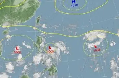 ▲目前「南海、呂宋島東方及關島附近」共有3個低壓系統發展，且有可能增強為颱風。（圖／中央氣象署cwa.gov.tw）