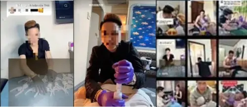 ▲無照越籍人士在台中從事醫美全程直播。（圖／彰化專勤隊提供）