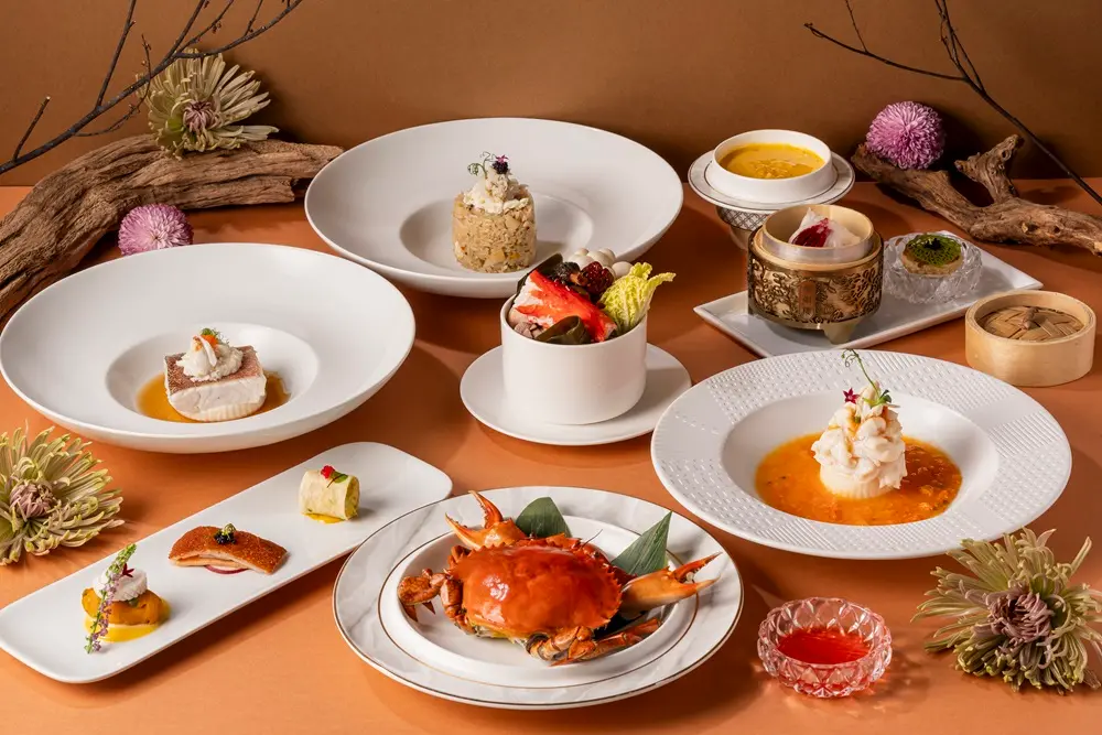 ▲台中勤美洲際酒店明娟樓金秋蟹宴套餐，以七道佳饌細膩鋪陳秋蟹的層次之美。（圖／業者提供）