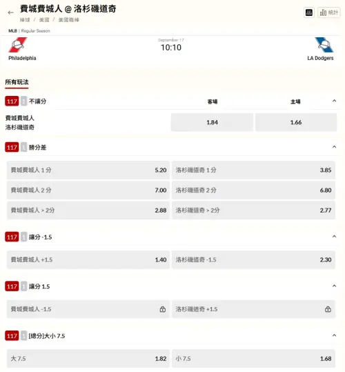 ▲台灣美國職棒運彩開盤。(圖/擷取自台灣運彩官網)