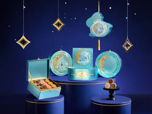 ▲GODIVA中秋限定巧克力口味以「塔巧克力」系列和結合栗子、胡桃、海鹽與蘋果風味的創新口感巧克力。（圖／GODIVA提供）