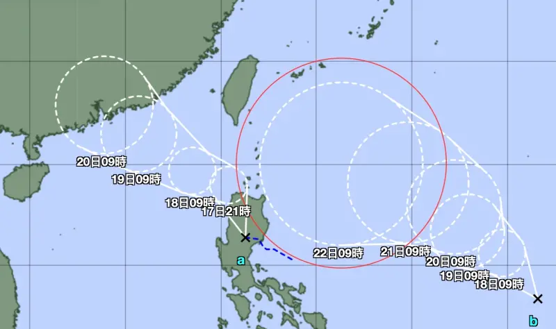 ▲預估24小時後，有機會生成為今年第17號颱風「米塔」、第18號颱風「樺加沙」。（圖／取自日本氣象廳網站）