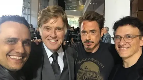 ▲《復仇者聯盟》系列導演羅素兄弟、小勞勃道尼與勞勃瑞福合作。（圖／翻攝自IG）