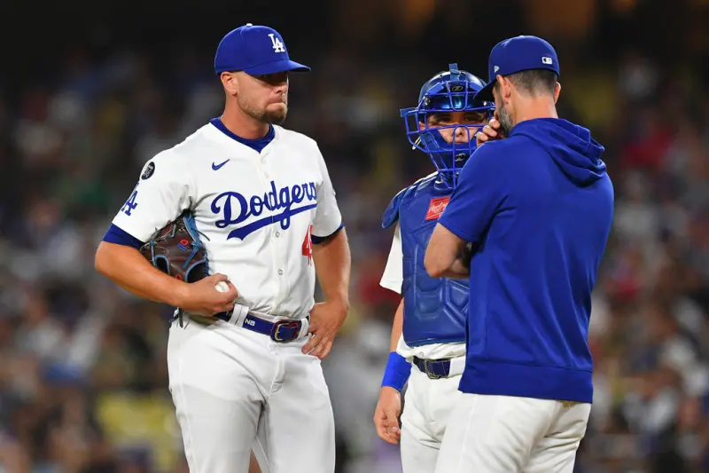 ▲洛杉磯道奇隊牛棚投手崔南（Blake Treinen）在第9局被敲出3分砲，最終成為敗戰投手。（圖／美聯社／達志影像）