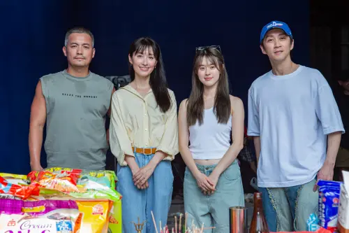 ▲電影《立入禁止》由范逸臣（左一）、田中千繪（左二）、邱偲琹（右二）、陳漢典（右一）主演（圖／飛行圓影業提供）