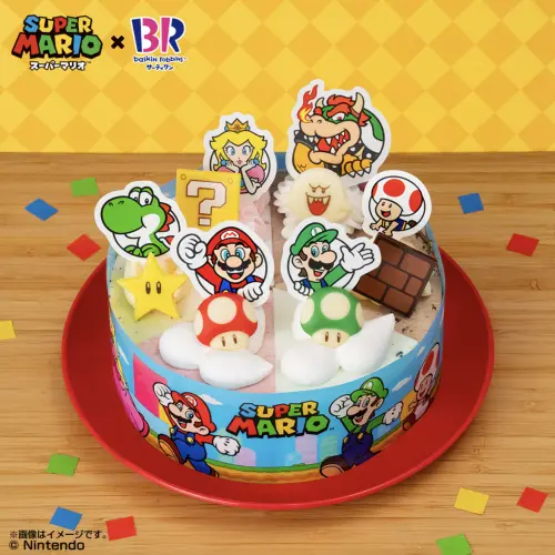 ▲「超級瑪利歐6色調色盤」冰淇淋蛋糕1390元，另有「耀西繽紛31造型冰淇淋蛋糕」1550元。（圖／翻攝自31冰淇淋IG）