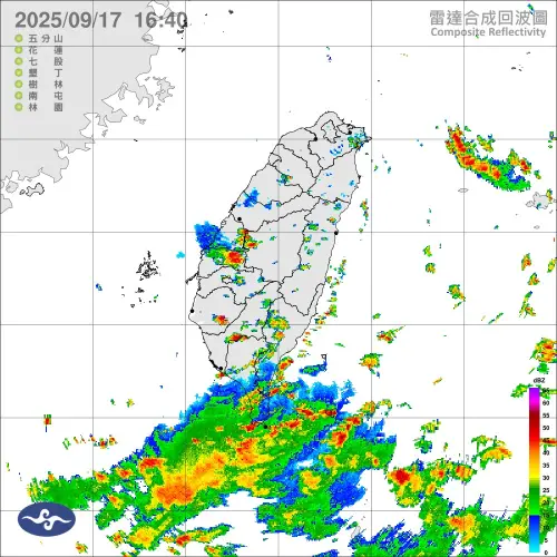 ▲對流雲系發展旺盛，易有短延時強降雨，今(17)日彰化、雲林、南投、南部、臺東地區、蘭嶼、綠島及嘉義山區有局部大雨發生的機率，請注意雷擊、強陣風及溪水暴漲。（圖／翻攝自中央氣象署cwa.gov.tw）