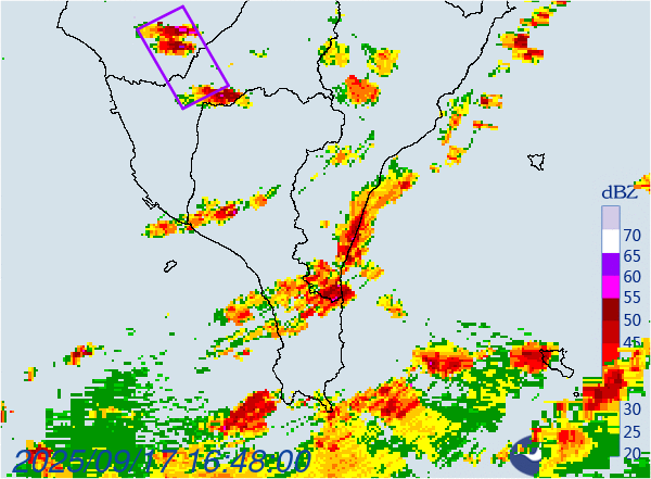 ▲氣象署針對「台南市、高雄市」發布大雷雨即時訊息，持續時間至18時15分止。（圖／中央氣象署）