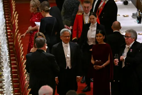 ▲黃仁勳也現身溫莎堡國宴現場。（圖／路透／達志影像）