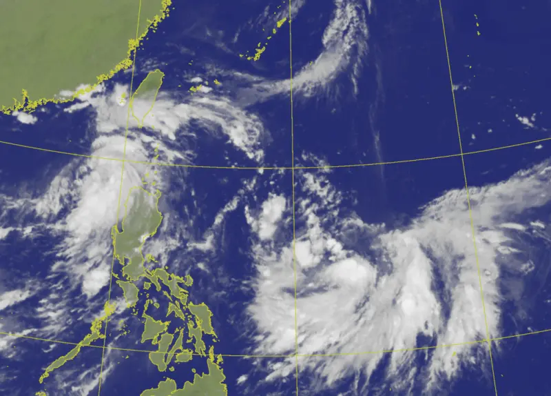 ▲目前南海至太平洋共有3顆熱帶低壓，今明兩天將依序增強為颱風「米塔、樺加沙、浣熊」。（圖／中央氣象署cwa.gov.tw）