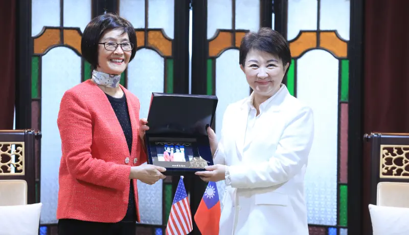 ▲盧秀燕今天接見北美洲台灣商會聯合總會訪團，不回答是否支持郝龍斌等問題。（圖／台中市政府提供，2025.09.18）