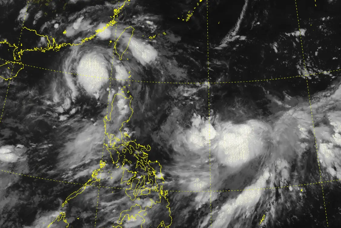 ▲日本氣象廳今（18）日晚間9點宣布樺加沙颱風（右下）生成。（圖／NCDR）