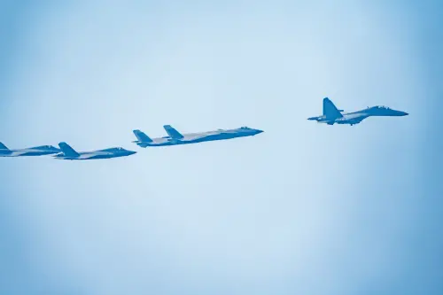 PLA fighter jet formations in the 2025 September 3rd military parade.(Shutterstock)