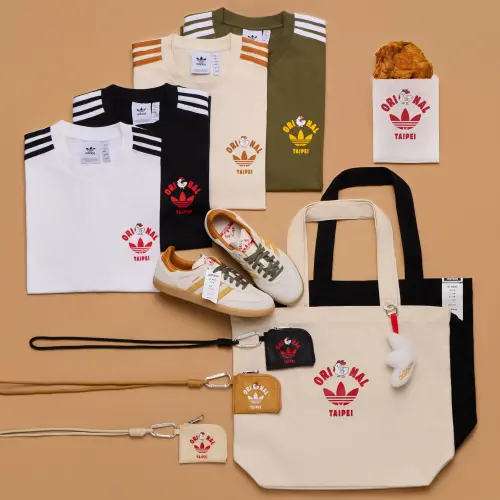 ▲adidas Originals台式香雞排系列，T恤有4色短袖上衣及掛繩零錢包，皆為1690元。（圖／adidas提供）