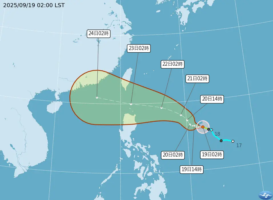 ▲今年第18號颱風「樺加沙」未來朝西北方向移動，將影響下週天氣。氣象專家林得恩預測，未來颱風有機會達中颱至強颱間強度，到時將會有災情。（圖／中央氣象署cwa.gov.tw）