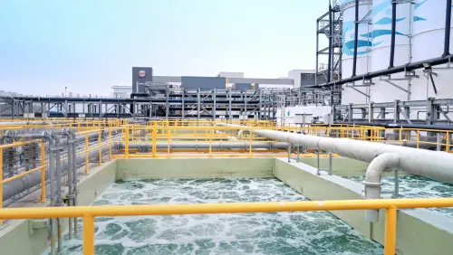 ▲台積電南科再生水廠設施的配水池（圖／台積電提供）