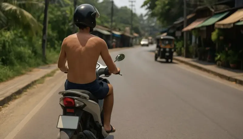 ▲在泰國騎機車若打赤膊，可能被警方開罰，甚至面臨拘役。（圖／翻攝自The Thaiger）