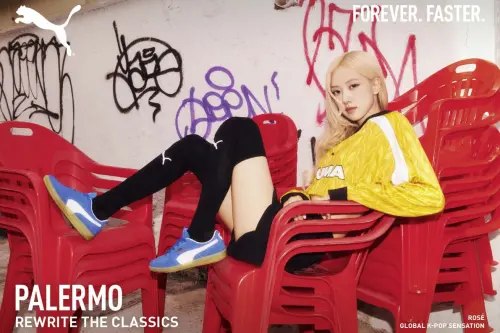 ▲Rosé成為代言人後，憑藉著一系列合作，帶火了PUMA賽車薄底鞋、德訓鞋和芭蕾鞋等風潮，最大例子就是「PUMA Palermo德訓鞋」。（圖／PUMA臉書）