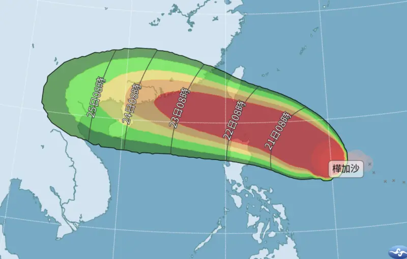 ▲樺加沙颱風氣象署最快明下午發「海警」，今早已經升級為中颱等級　。（圖／翻攝氣象署）