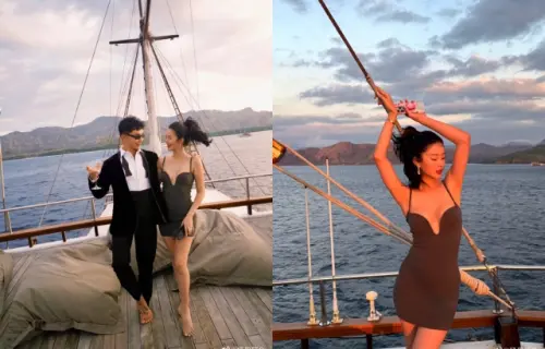 ▲楊采鈺（右）月初PO出與丈夫張向榮（左）合照，宣布已婚消息。（圖／微博@楊采鈺Ora）