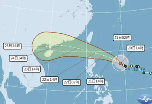 ▲樺加沙颱風持續長胖，氣象署預測會用強颱姿態影響台灣。（圖／翻攝氣象署官網）