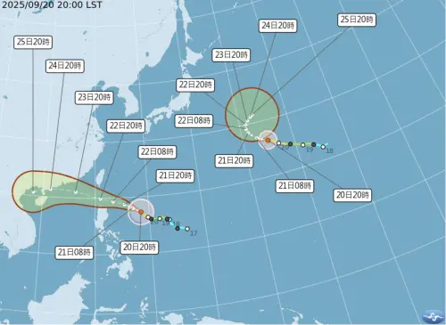 ▲氣象署表示，浣熊颱風雖已增強為強颱，但不會影響台灣及日本陸地天氣。樺加沙颱風則是路徑略微偏難，但侵台機率仍高。（圖／翻攝中央氣象署官網www.cwa.gov.tw）