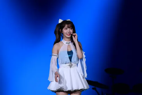 ▲李珠珢表演結束後氣喘吁吁，仍不忘記臉上的笑容。（圖／記者林柏年攝,2025.09.20）